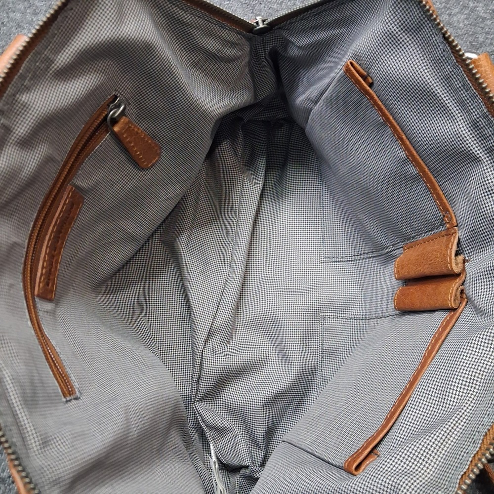 Spikes & Sparrow VTG Brown Leather Satchel Crossbody Bag Houndstooth Lining - Picture 8 of 16